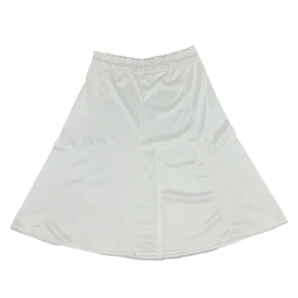 VINTAGE 1970s Ivory Lace Trim Slip Skirt Small-Medium